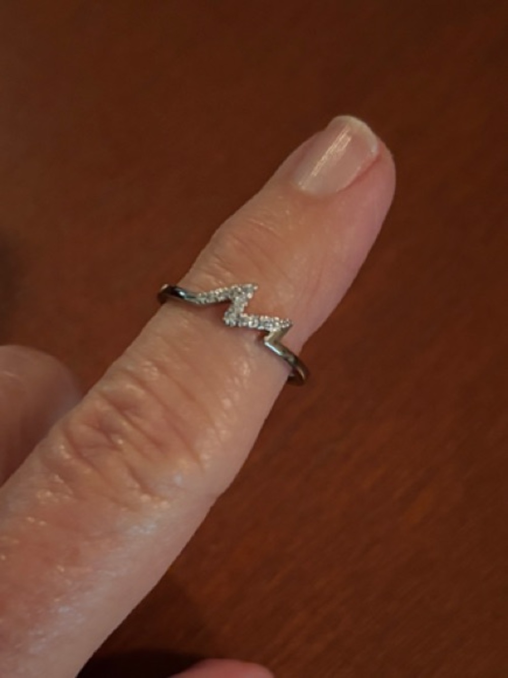 Pretty Bird Silver Zigzag Pavé Ring with Clear Stones
